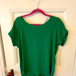 Pleione Short Sleeve Green Blouse